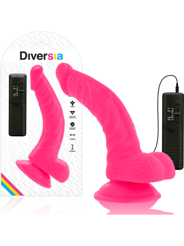 DIVERSIA DILDO REALISTICO FLEXIBLE CON VIBRACION ROSA 215 CM O 45 CM
