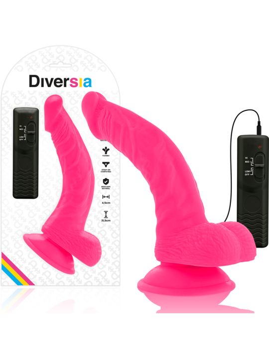 DIVERSIA DILDO REALISTICO FLEXIBLE CON VIBRACION ROSA 215 CM O 45 CM