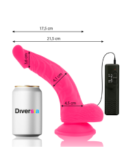 DIVERSIA DILDO REALISTICO FLEXIBLE CON VIBRACION ROSA 215 CM O 45 CM