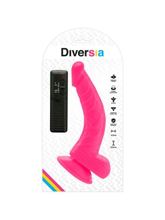 DIVERSIA DILDO REALISTICO FLEXIBLE CON VIBRACION ROSA 215 CM O 45 CM