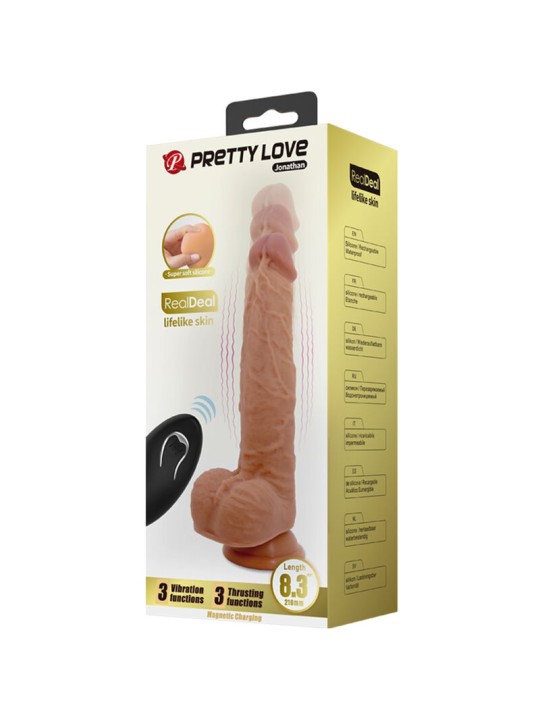 PRETTY LOVE JONATHAN DILDO SILICONA 3 VIBRACIONES 3 MEDIDAS INSERCION CONTROL REMOTO 21 CM