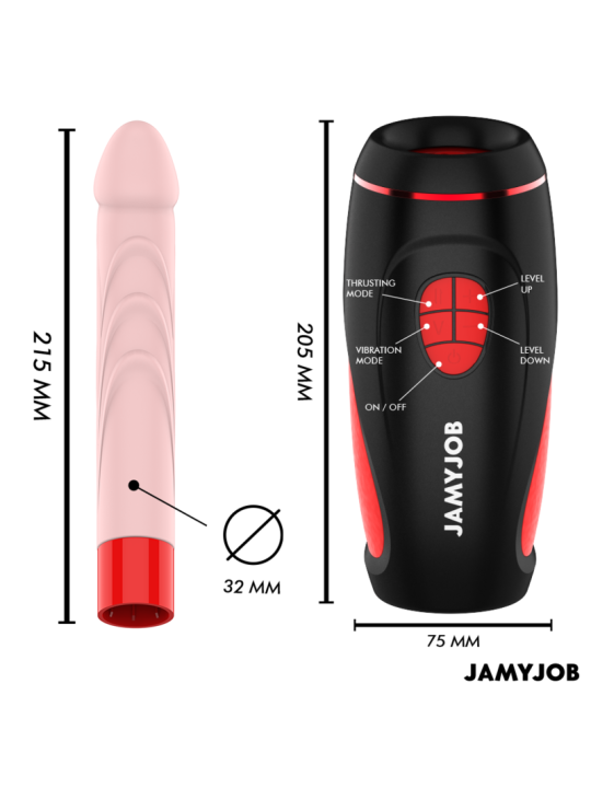 JAMYJOB PYSTON BASE MASTURBADOR AUTOMATICO CON DILDO CONTROL REMOTO