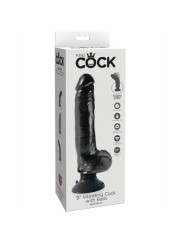 KING COCK DILDO VIBRADOR CON TESTICULOS 23 CM NEGRO