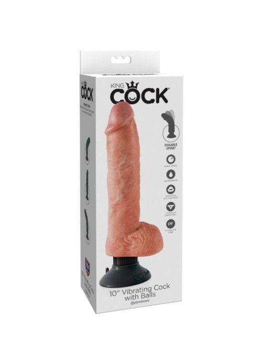 KING COCK DILDO VIBRADOR CON TESTICULOS 255 CM COLOR NATURAL