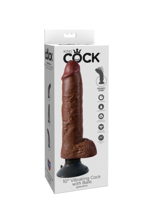 KING COCK DILDO VIBRADOR CON TESTICULOS 255 CM COLOR MARRON