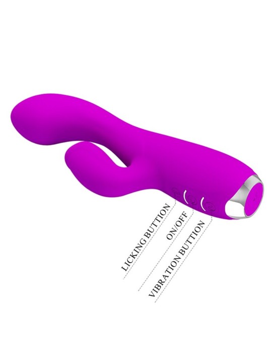 PRETTY LOVE GLORIA VIBRADOR CONEJO RECARGABLE IMPERMEABLE MORADO