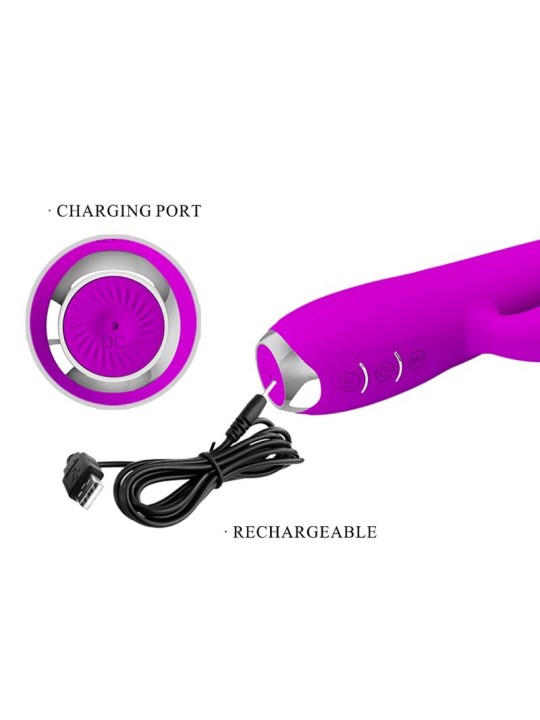 PRETTY LOVE GLORIA VIBRADOR CONEJO RECARGABLE IMPERMEABLE MORADO