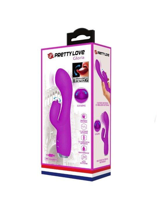 PRETTY LOVE GLORIA VIBRADOR CONEJO RECARGABLE IMPERMEABLE MORADO