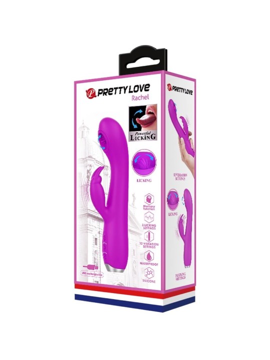 PRETTY LOVE RACHEL VIBRADOR RECARGABLE CON ONDAS ESTIMULADORAS MORADO