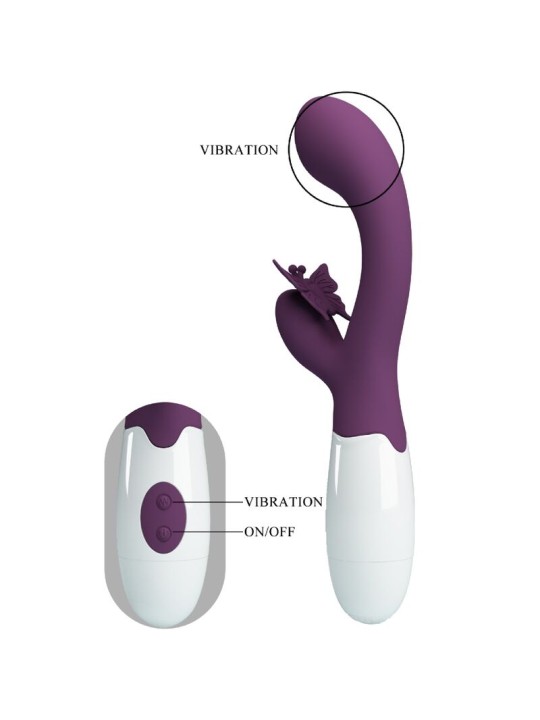 PRETTY LOVE BUTTERFLY KISS VIBRADOR RABBIT ESTIMULADOR PUNTO G MORADO