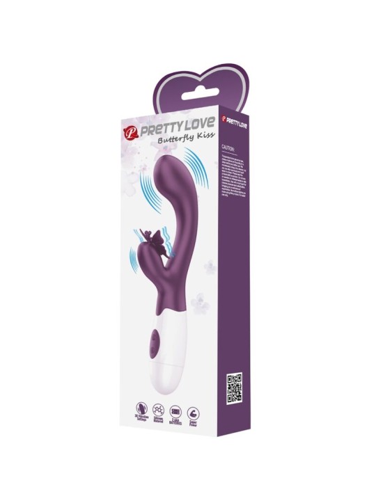 PRETTY LOVE BUTTERFLY KISS VIBRADOR RABBIT ESTIMULADOR PUNTO G MORADO