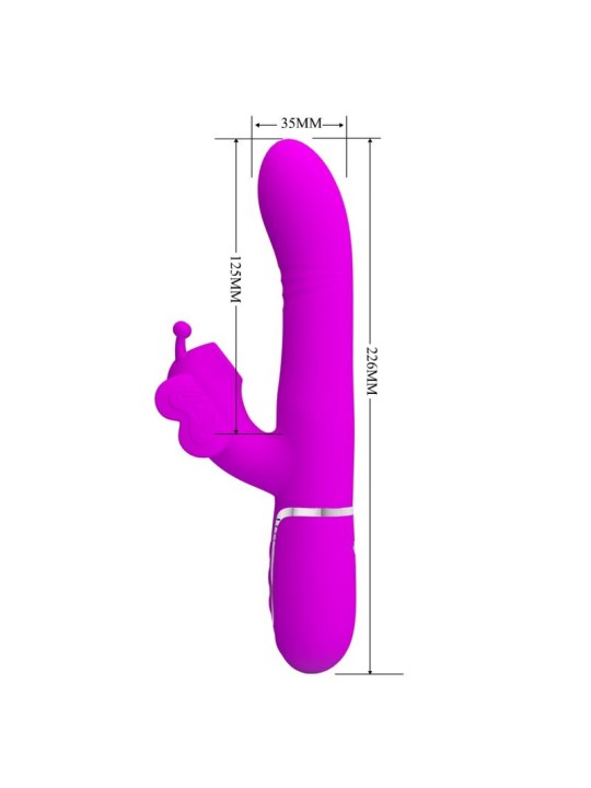 PRETTY LOVE VIBRADOR RABBIT MULTIFUNCION 4 EN 1 MARIPOSA FUCSIA