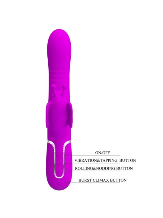 PRETTY LOVE VIBRADOR RABBIT MULTIFUNCION 4 EN 1 MARIPOSA FUCSIA