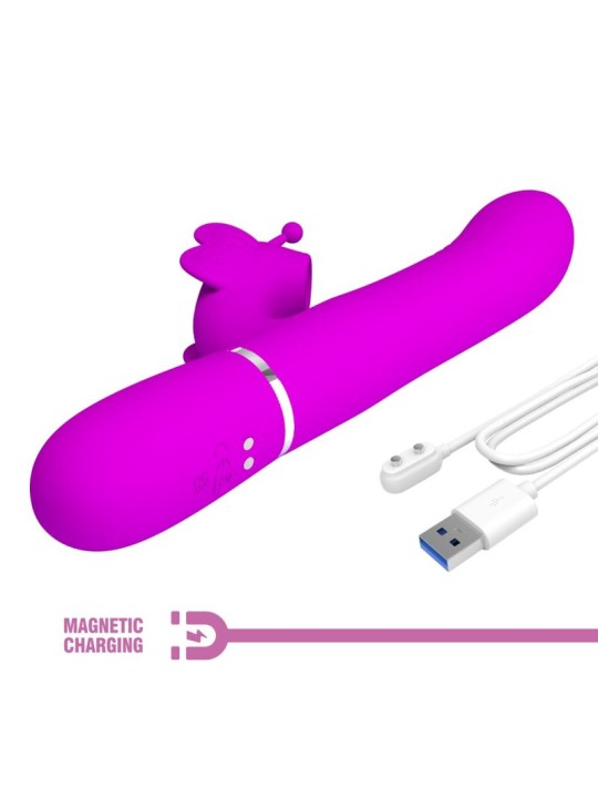 PRETTY LOVE VIBRADOR RABBIT MULTIFUNCION 4 EN 1 MARIPOSA FUCSIA