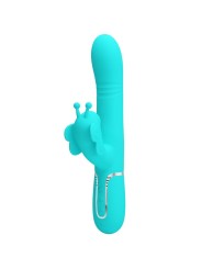 PRETTY LOVE VIBRADOR RABBIT MULTIFUNCION 4 EN 1 MARIPOSA VERDE AGUA