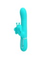 PRETTY LOVE VIBRADOR RABBIT MULTIFUNCION 4 EN 1 MARIPOSA VERDE AGUA