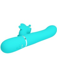 PRETTY LOVE VIBRADOR RABBIT MULTIFUNCION 4 EN 1 MARIPOSA VERDE AGUA