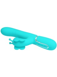 PRETTY LOVE VIBRADOR RABBIT MULTIFUNCION 4 EN 1 MARIPOSA VERDE AGUA