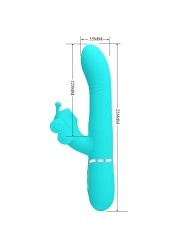 PRETTY LOVE VIBRADOR RABBIT MULTIFUNCION 4 EN 1 MARIPOSA VERDE AGUA