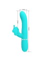 PRETTY LOVE VIBRADOR RABBIT MULTIFUNCION 4 EN 1 MARIPOSA VERDE AGUA