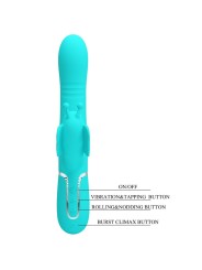 PRETTY LOVE VIBRADOR RABBIT MULTIFUNCION 4 EN 1 MARIPOSA VERDE AGUA