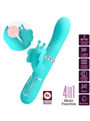 PRETTY LOVE VIBRADOR RABBIT MULTIFUNCION 4 EN 1 MARIPOSA VERDE AGUA