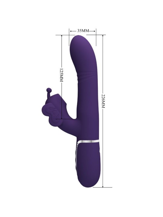 PRETTY LOVE VIBRADOR RABBIT MULTIFUNCION 4 EN 1 MARIPOSA MORADO