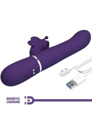 PRETTY LOVE VIBRADOR RABBIT MULTIFUNCION 4 EN 1 MARIPOSA MORADO