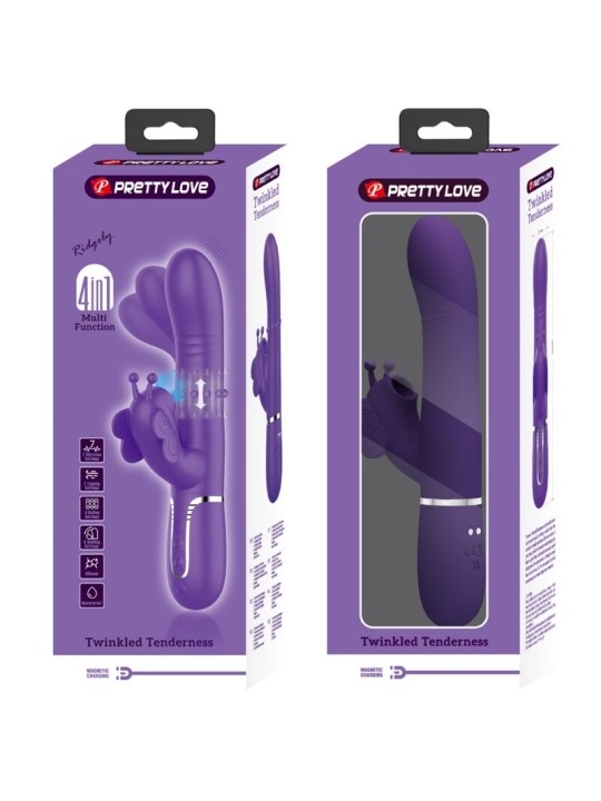 PRETTY LOVE VIBRADOR RABBIT MULTIFUNCION 4 EN 1 MARIPOSA MORADO