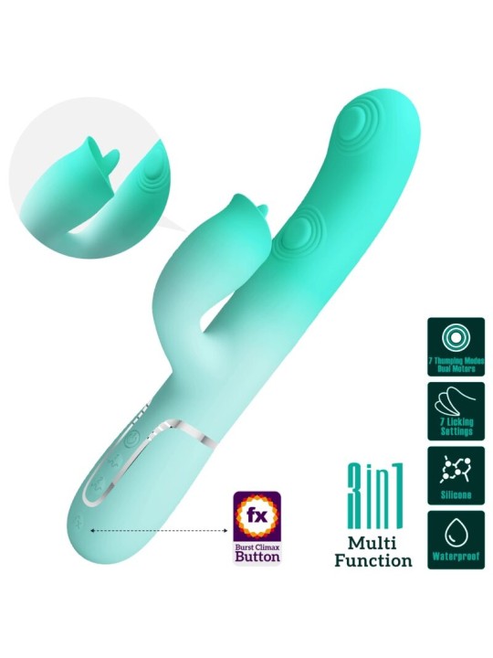 PRETTY LOVE GIGI VIBRADOR RABBIT MULTIFUNCION VERDE AGUA