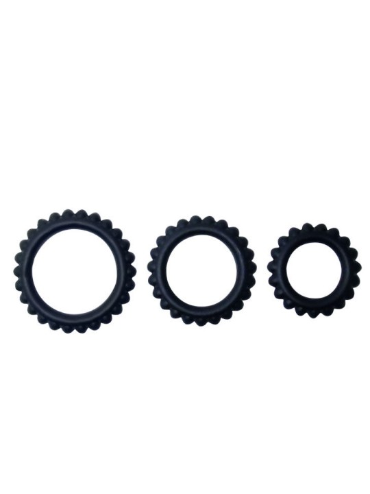 BAILE TITAN SET 3 PCS COCK RING BLACK 28 24 19 CM