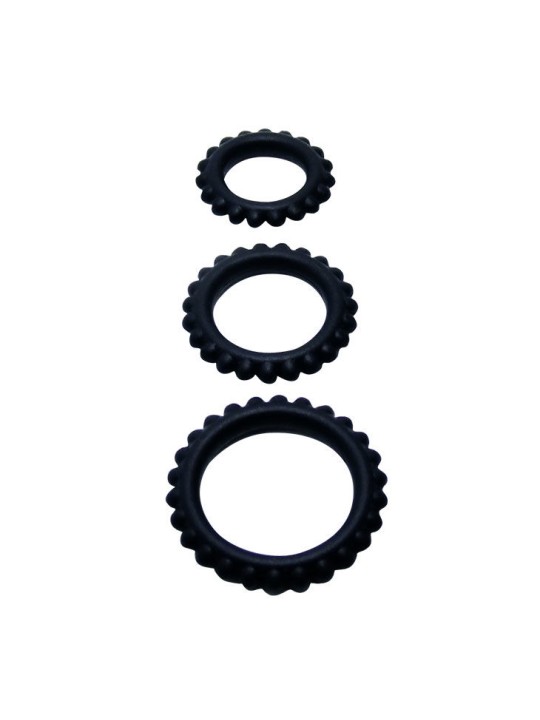 BAILE TITAN SET 3 PCS COCK RING BLACK 28 24 19 CM