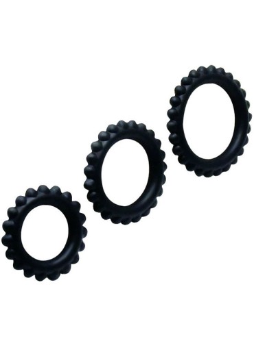 BAILE TITAN SET 3 PCS COCK RING BLACK 28 24 19 CM