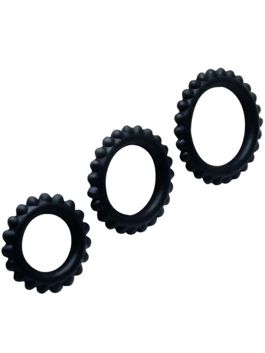BAILE TITAN SET 3 PCS COCK RING BLACK 28 24 19 CM