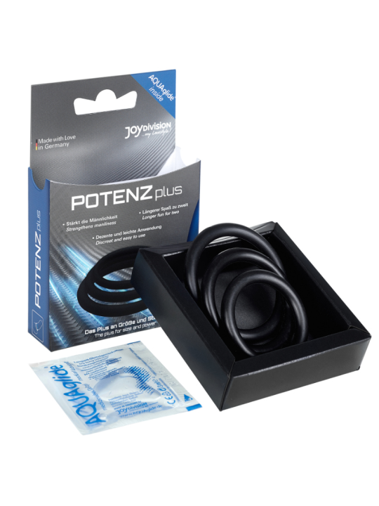 JOYDIVISION POTENZDUO PLUS PACK 3 ANILLOS PARA PENE NEGRO S M L