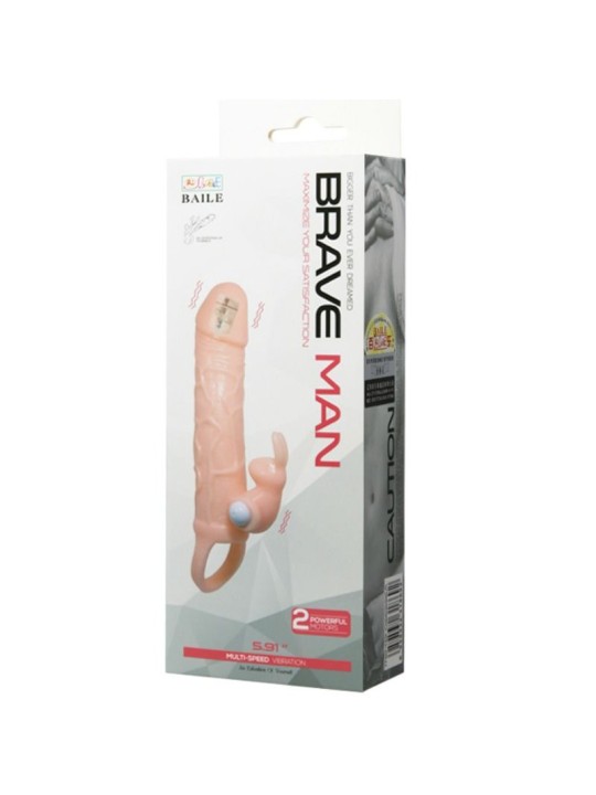 BAILE BRAVE MAN FUNDA PENE CON RABBIT VIBRADOR 165 CM NATURAL