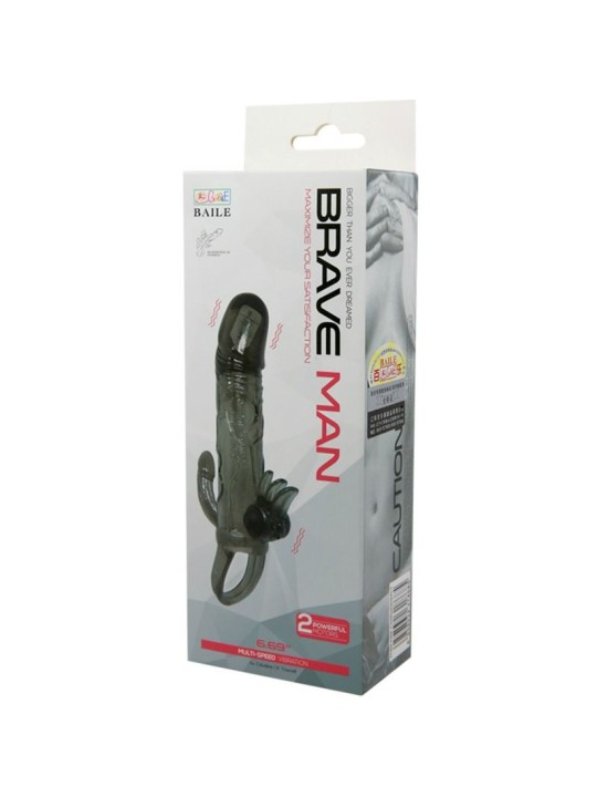 BAILE BRAVE MAN FUNDA PENE ANAL Y CLITORIS VIBRADOR 165 CM NEGRO