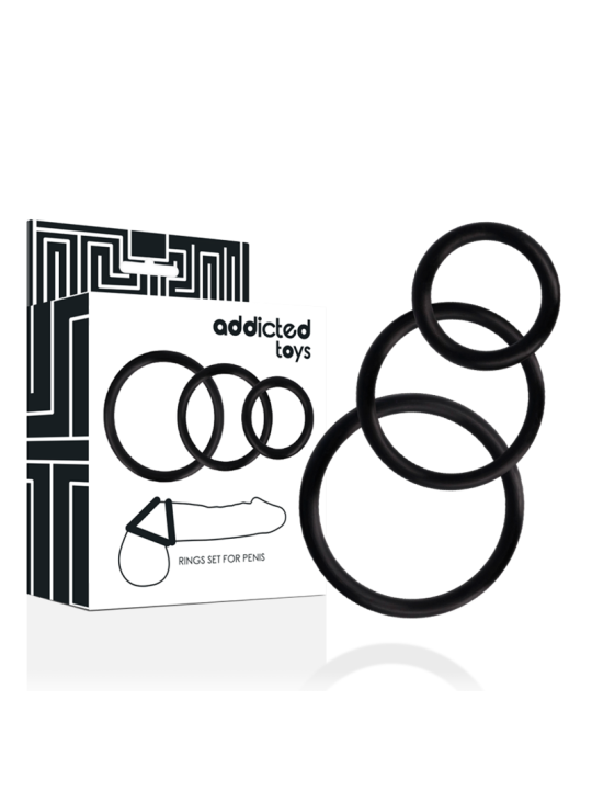 ADDICTED TOYS SET ANILLOS PENE NEGRO