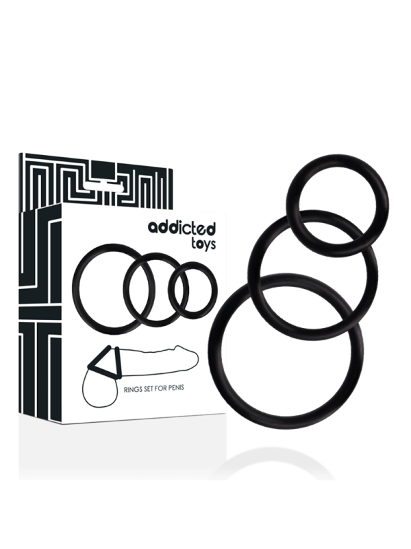 ADDICTED TOYS SET ANILLOS PENE NEGRO