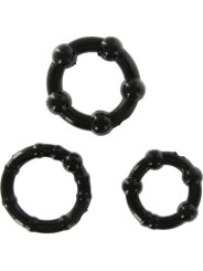 SEVEN CREATIONS JUEGO TRES ANILLOS PENE NEGRO