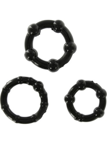 SEVEN CREATIONS JUEGO TRES ANILLOS PENE NEGRO