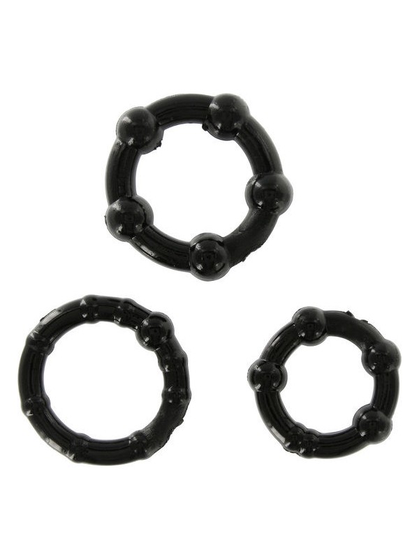 SEVEN CREATIONS JUEGO TRES ANILLOS PENE NEGRO