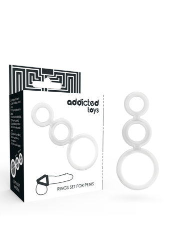ADDICTED TOYS SET ANILLOS PENE Y TESTICULOS CLEAR