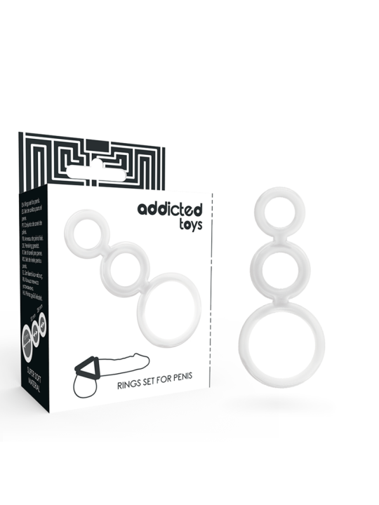 ADDICTED TOYS SET ANILLOS PENE Y TESTICULOS CLEAR