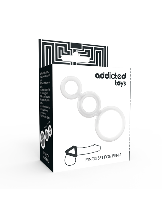 ADDICTED TOYS SET ANILLOS PENE Y TESTICULOS CLEAR