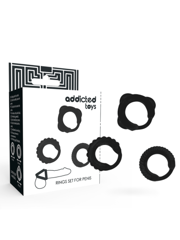 ADDICTED TOYS SET 3 ANILLOS PENE NEGRO