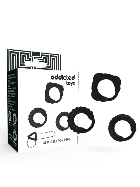ADDICTED TOYS SET 3 ANILLOS PENE NEGRO