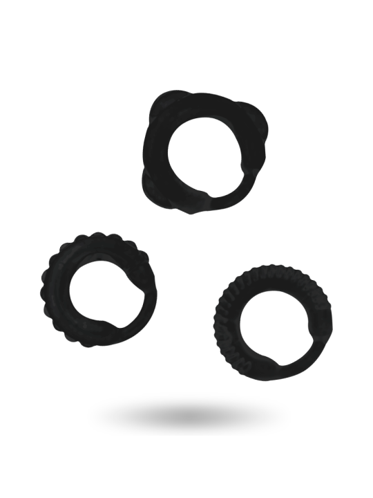 ADDICTED TOYS SET 3 ANILLOS PENE NEGRO