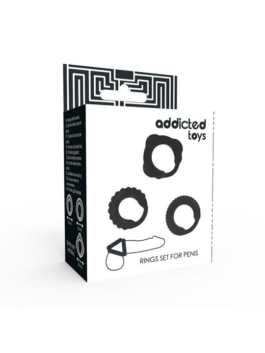 ADDICTED TOYS SET 3 ANILLOS PENE NEGRO
