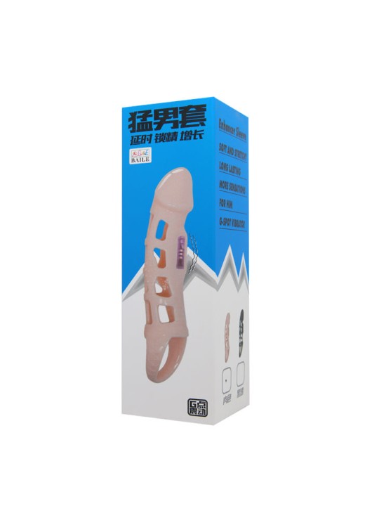 BAILE FUNDA EXTENSORA PENE CON VIBRACION Y STRAP NATURAL 135 CM